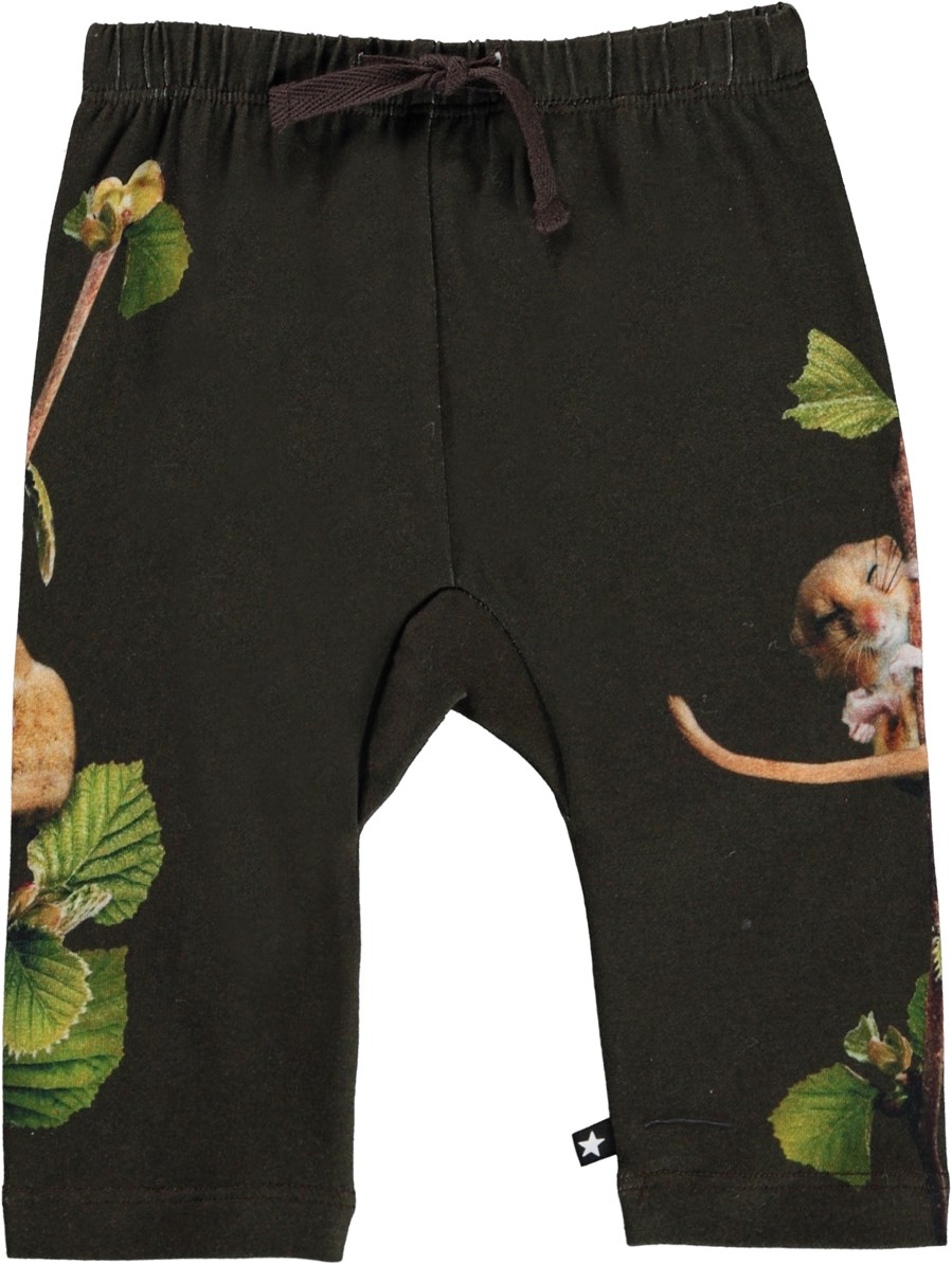 Sabb - Dormouse - Bruna babybyxor med möss.