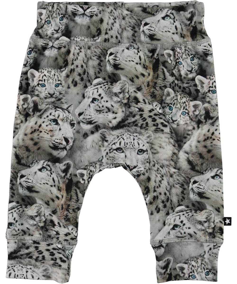 Sammy - Baby Leopards - Ekologiska babybyxor med snöleoparder