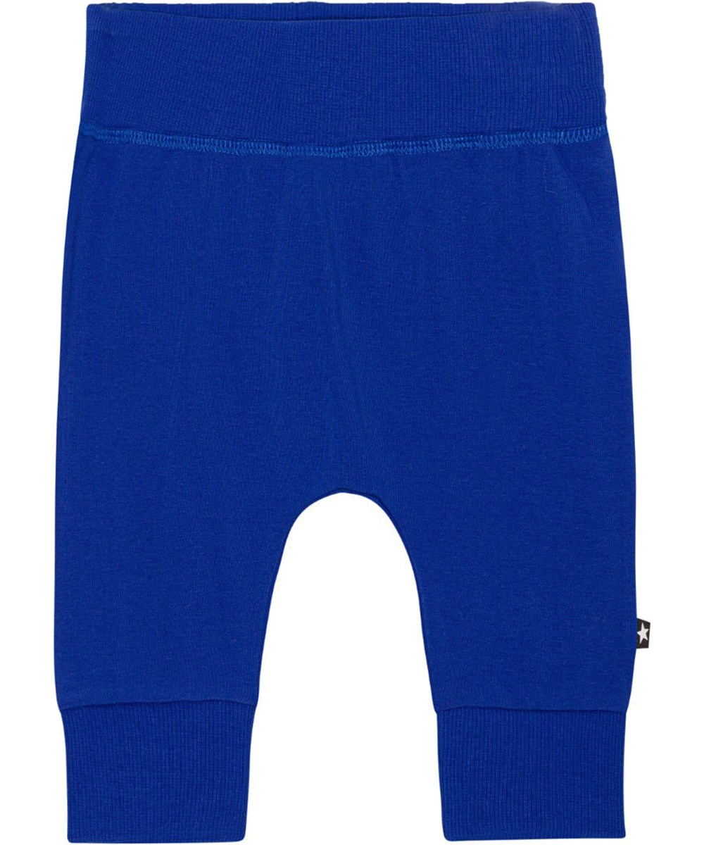 Sammy - Reef Blue - Mörkblå babybyxor i ekologisk bomullsjersey.