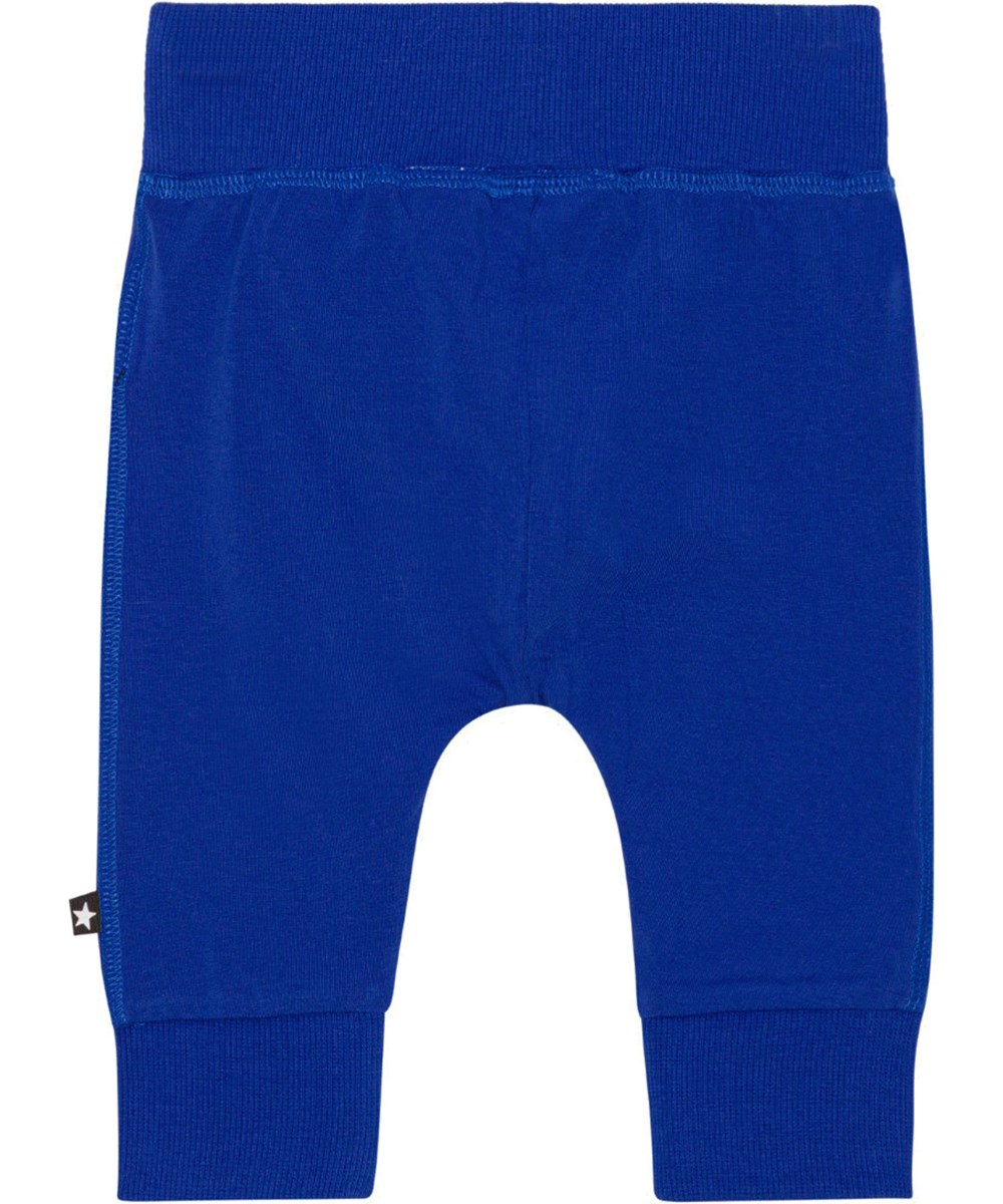 Sammy - Reef Blue - Mörkblå babybyxor i ekologisk bomullsjersey.