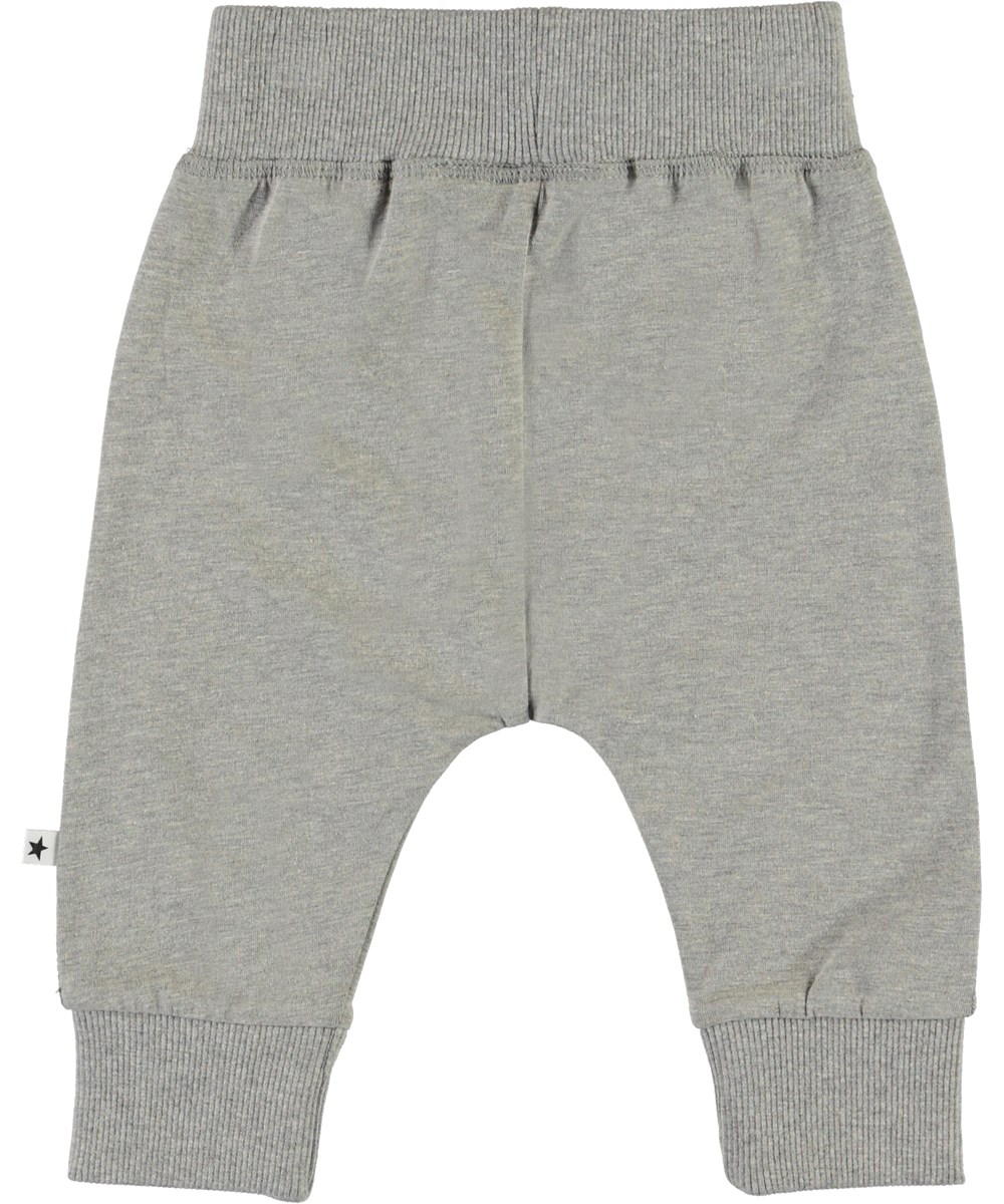 Sammy - Grey Melange - Mjuka grå babybyxor