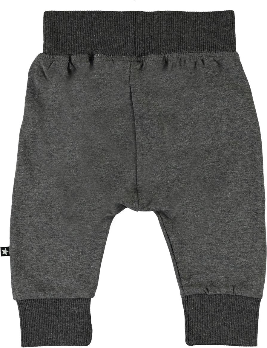 Sammy - Medium Grey Melange - Ekologiska mörkgrå babybyxor