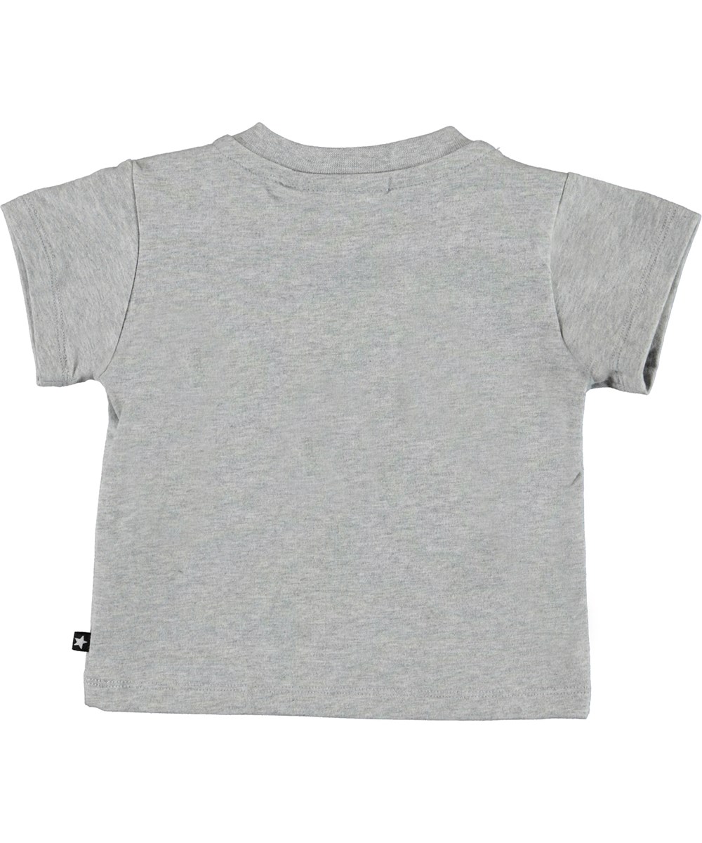 Emilio - Pups Mates - Grå ekologisk baby t-shirt med hundvalpar.