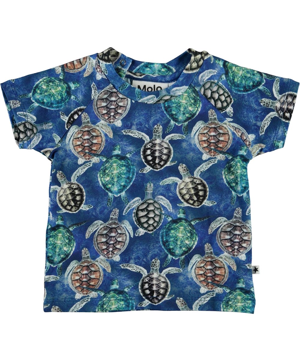Emmett - Mini Turtles - Blå baby t-shirt med sköldpaddor