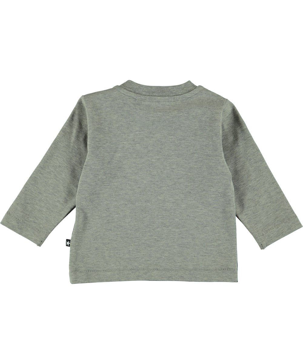 Enovan - Robot - Långärmad grå t-shirt med tryck av robot 