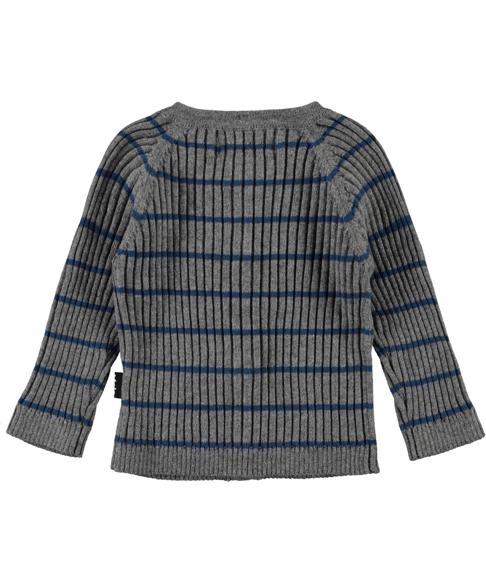 Bendix - Slim Stripe - grå stickad kofta med ränder 