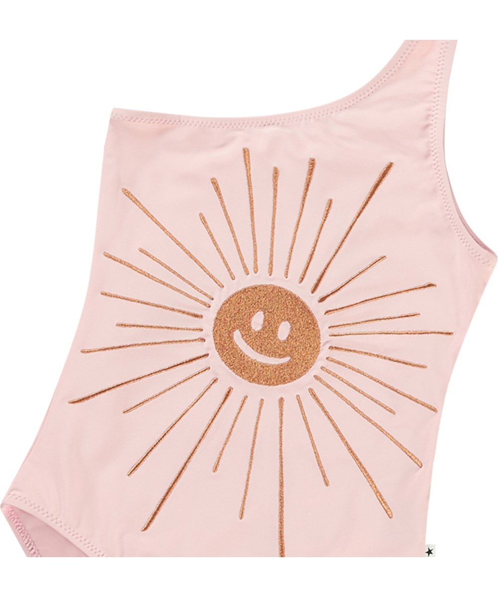 Nai - Glowing - Pinker Einteiler-Badeanzug für aktive Kinder aus recyceltem Polyester mit UV-Schutz 50+.