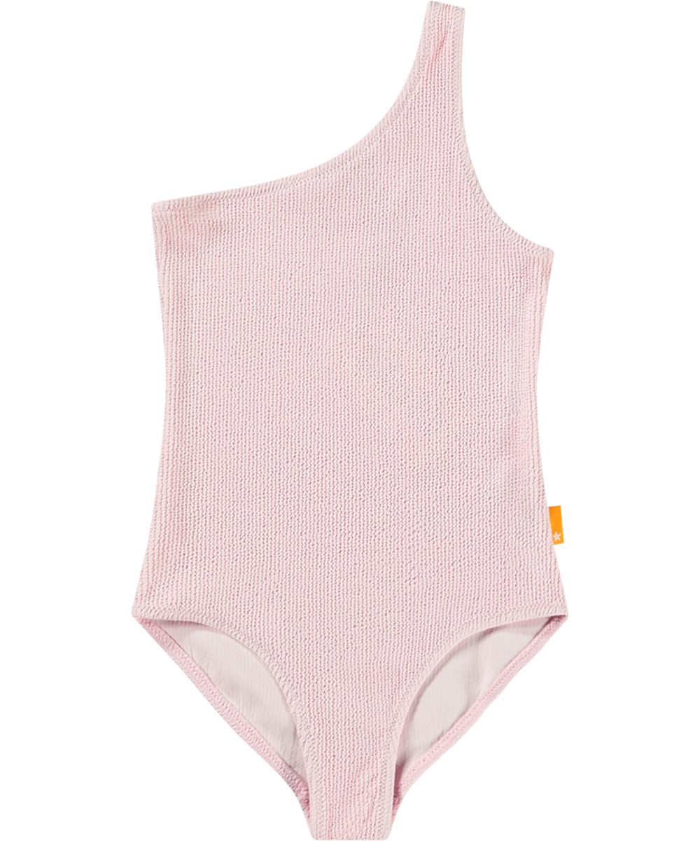 Nai Solid - Pink Glace - Pinker Einteiler-Badeanzug für Kinder mit Textur und UV-Schutz 50+.