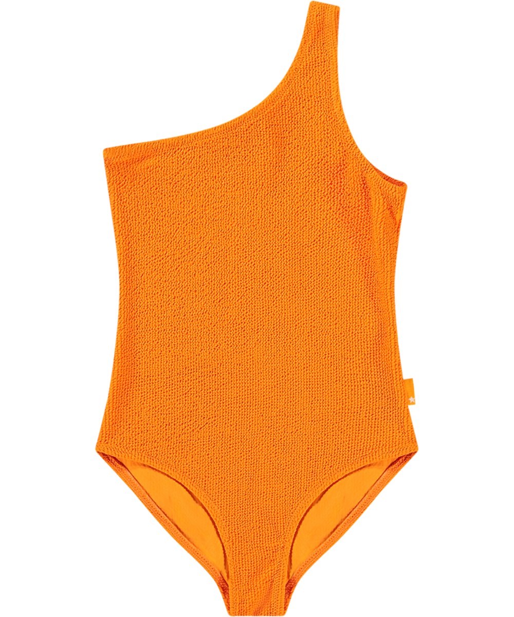 Nai Solid - Tumeric - Oranger Einteiler-Badeanzug für Kinder mit Textur und UV-Schutz 50+.