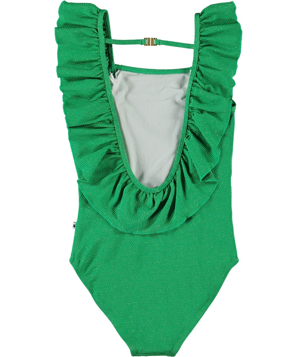 Nathalie - Green Bee - grüner Badeanzug mit Rüschensaum