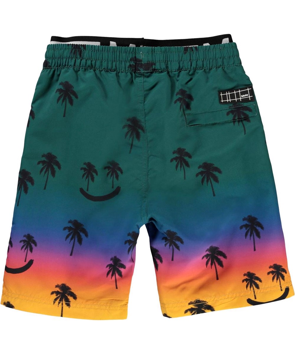 Neal - Summer Scrap - UV lange Badeshorts Regenbogen Smiley Palmen