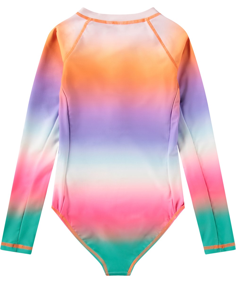 Necky - Magic Fade - Langärmeliger bunter Badeanzug für aktive Kinder aus recyceltem Polyester mit UV-Schutz 50+.