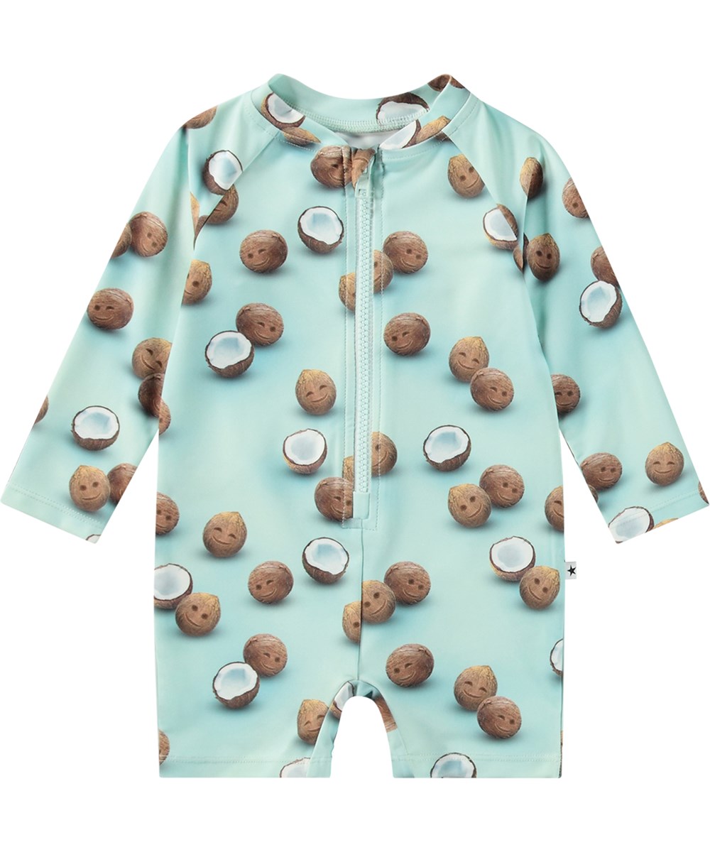 Neka LS - Coquitos - Hellblauer Badeanzug für Kinder mit langen Ärmeln und kurzen Beinen aus recyceltem Polyester und UV-Schutz 50+.