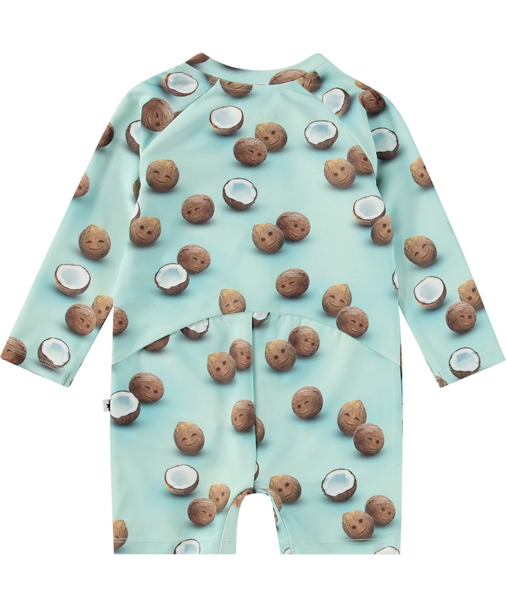 Neka LS - Coquitos - Hellblauer Badeanzug für Kinder mit langen Ärmeln und kurzen Beinen aus recyceltem Polyester und UV-Schutz 50+.