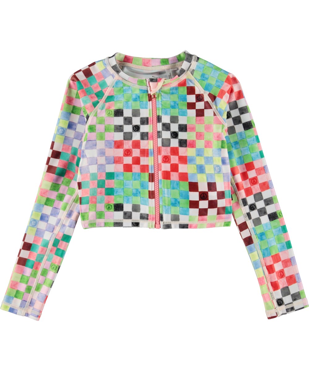 Nellie - Check Petit - Langärmliges Badeshirt mit Karodruck