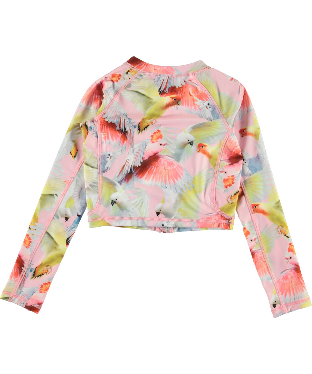 Nellie - Cockatoos - Langärmlige UV Schwimmbluse mit Papageien Print
