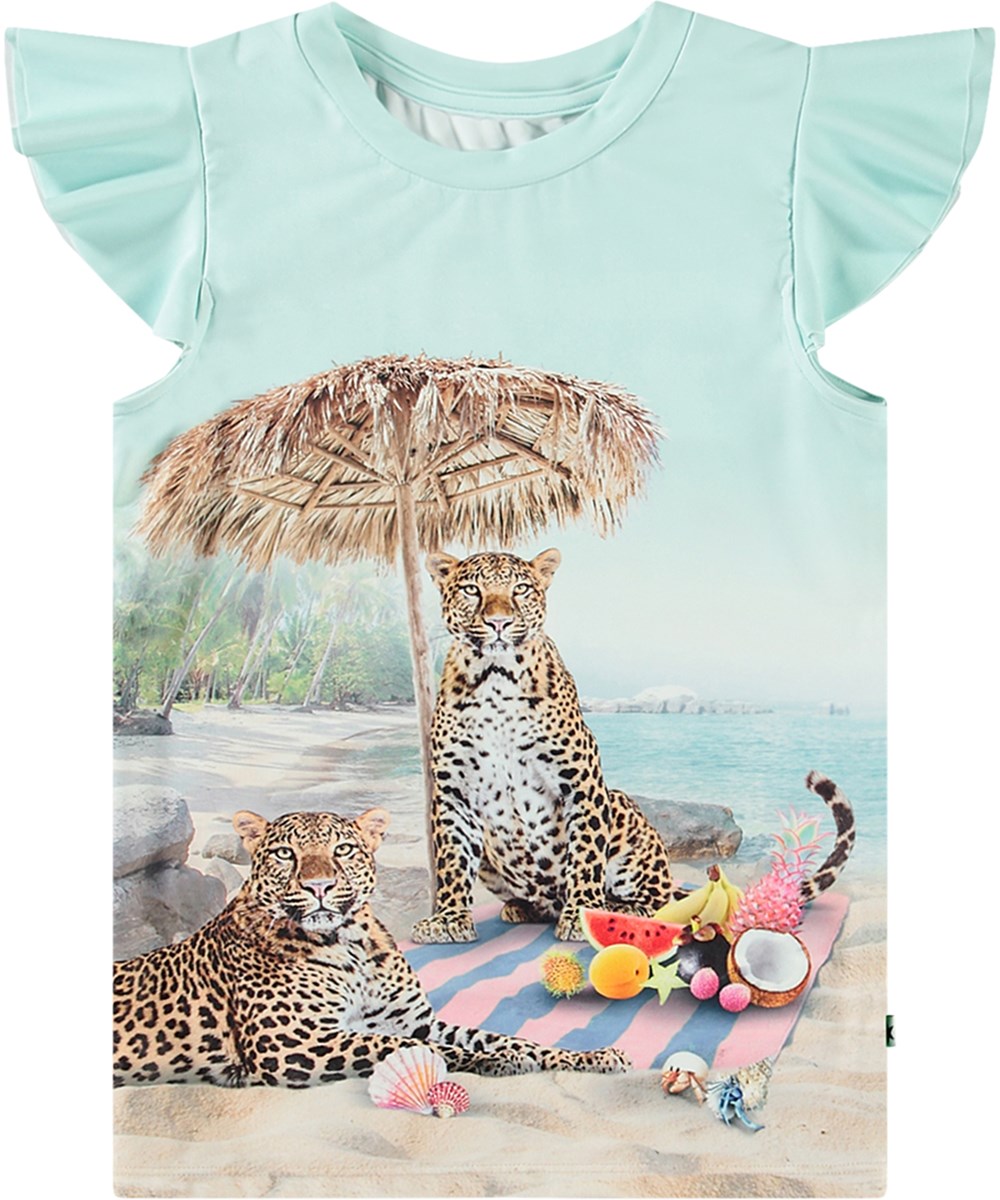 Neona - On The Beach - Hellblauer Rashguard für aktive Kinder aus recyceltem Polyester mit UV-Schutz 50+.