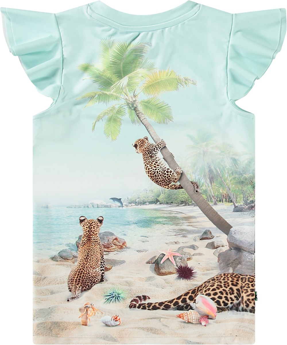 Neona - On The Beach - Hellblauer Rashguard für aktive Kinder aus recyceltem Polyester mit UV-Schutz 50+.