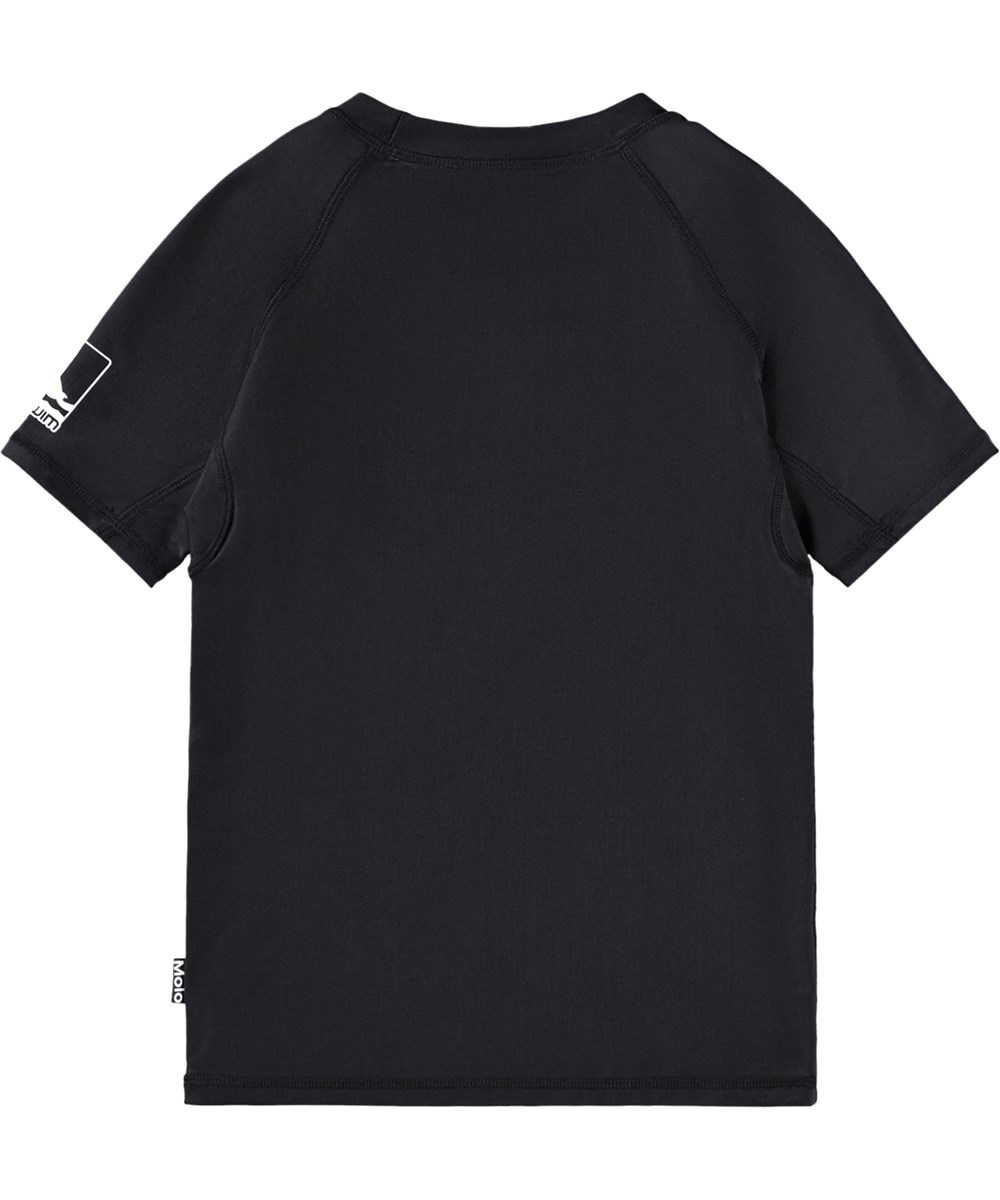 Neptune - Black - Schwarzes Schwimmshirt für Kinder aus recyceltem Polyester mit UV-Schutz 50+.