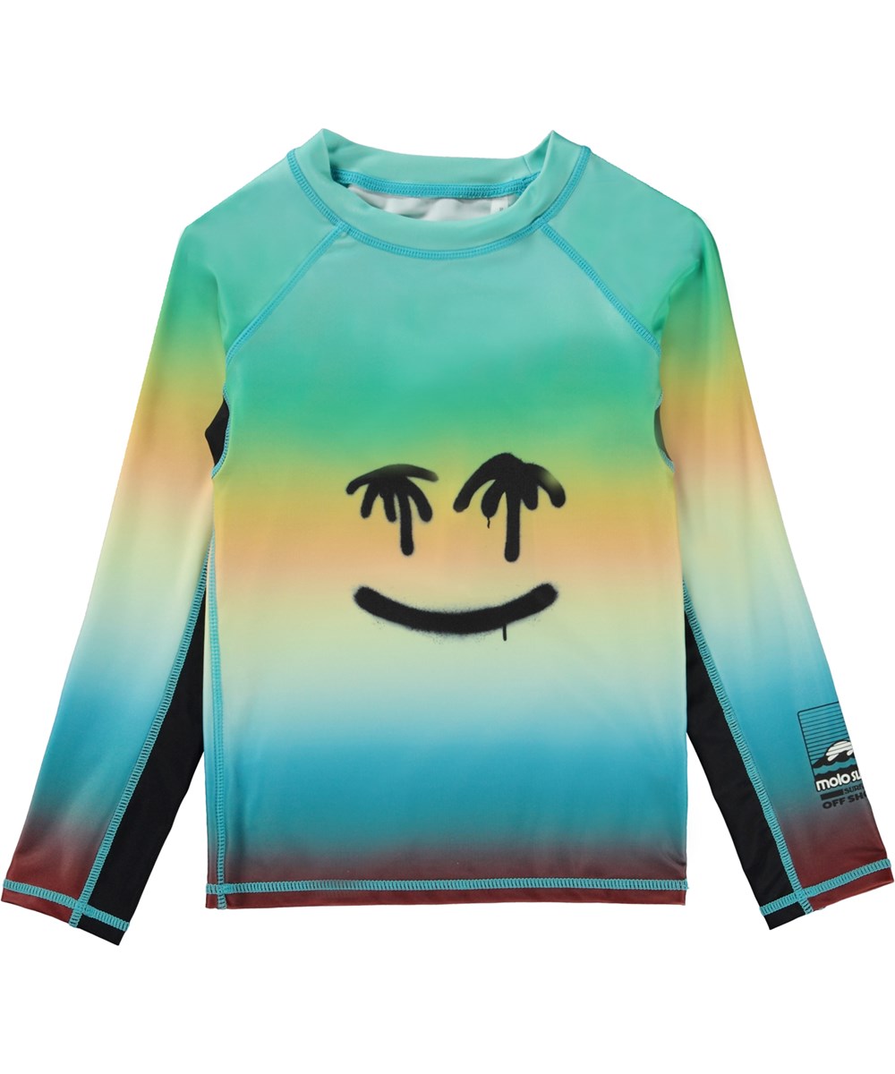Neptune LS - Palm Spray Face - Klassisches Langarm-Badeshirt mit Graffiti-Print