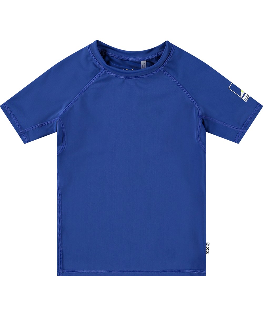 Neptune - Reef Blue - Blauer Kurzarm-Rashguard für aktive Kinder aus recyceltem Polyester mit UV-Schutz 50+.