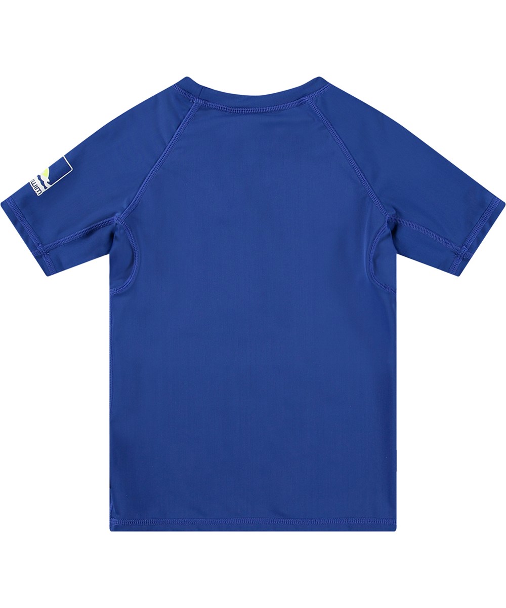Neptune - Reef Blue - Blauer Kurzarm-Rashguard für aktive Kinder aus recyceltem Polyester mit UV-Schutz 50+.
