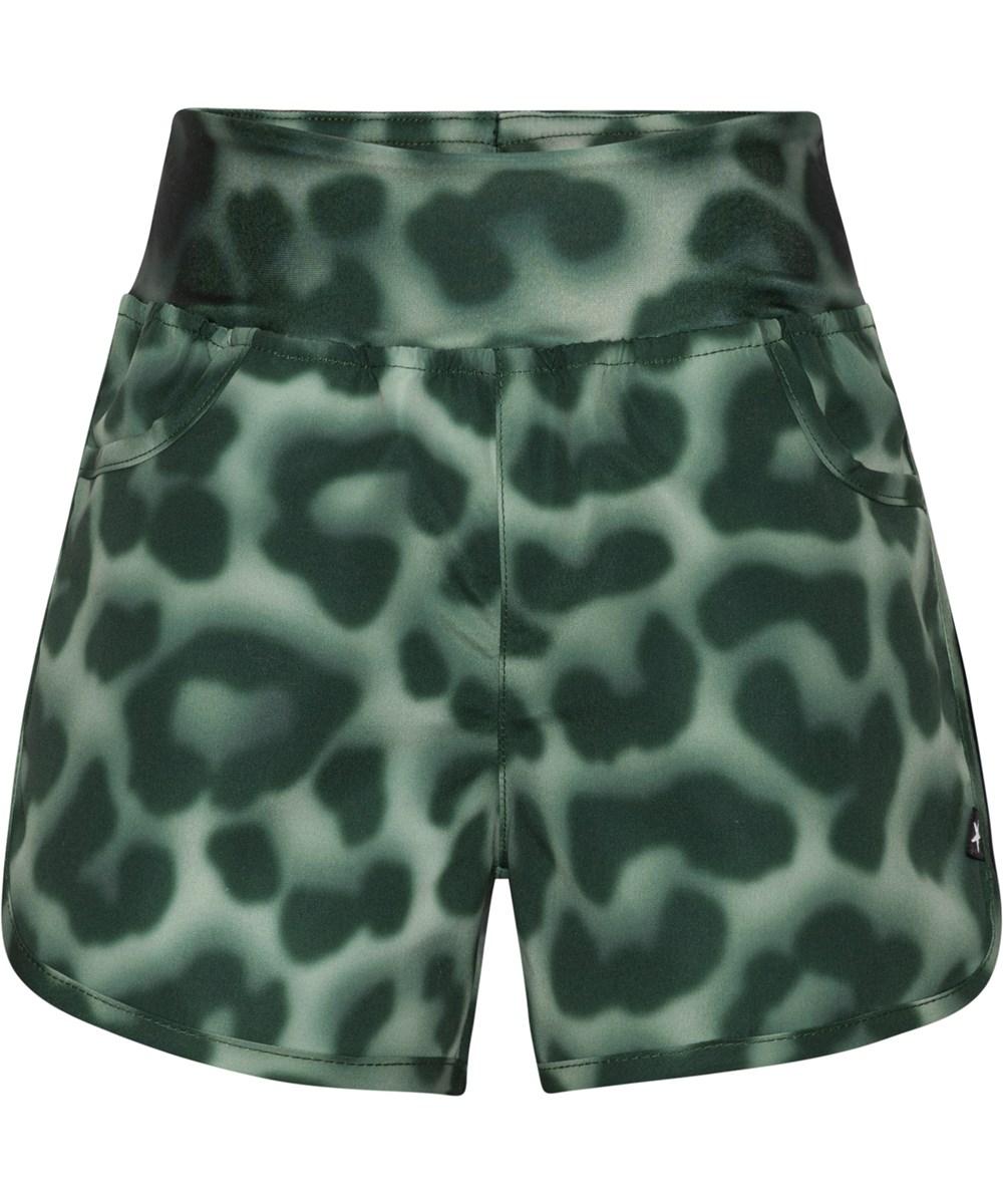 Neva - Spray Jaguar - Sportliche Badeshorts in Grün mit Leoparden-Print