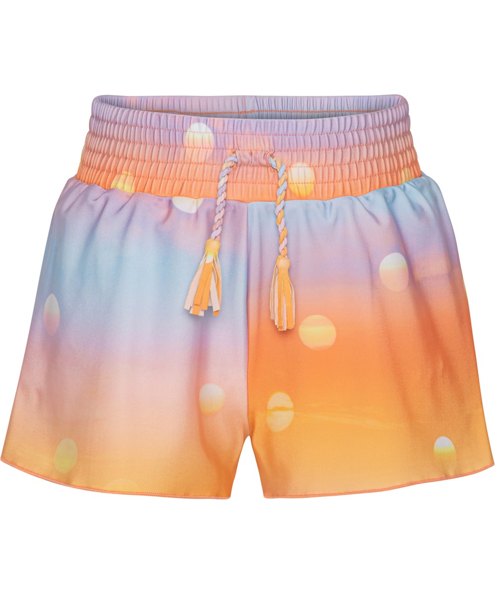 Nicci - Sun - Babeshorts in Blau und Orange mit Sonnenaufdruck