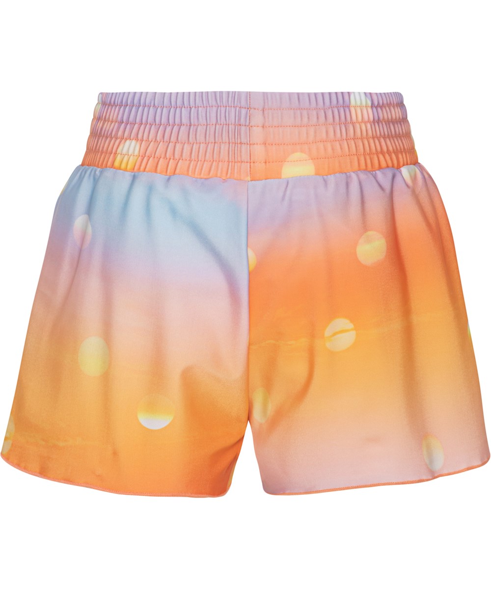 Nicci - Sun - Babeshorts in Blau und Orange mit Sonnenaufdruck
