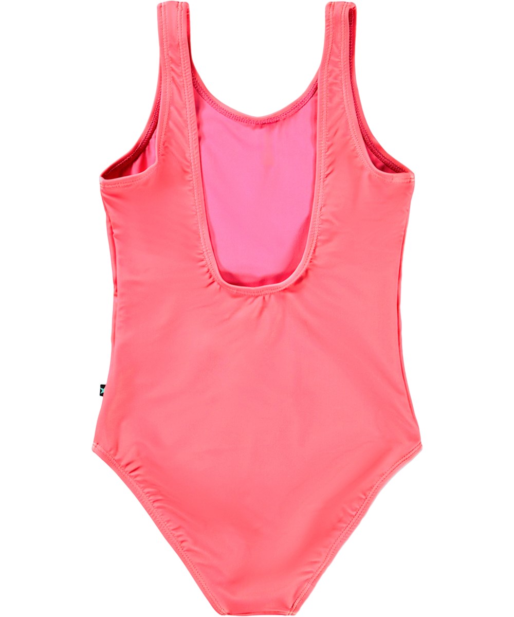 Nika - Scoop Raspberry - Rosa Badeanzug mit Eisprint für Kinder aus recyceltem Polyester mit UV-Schutz 50+.