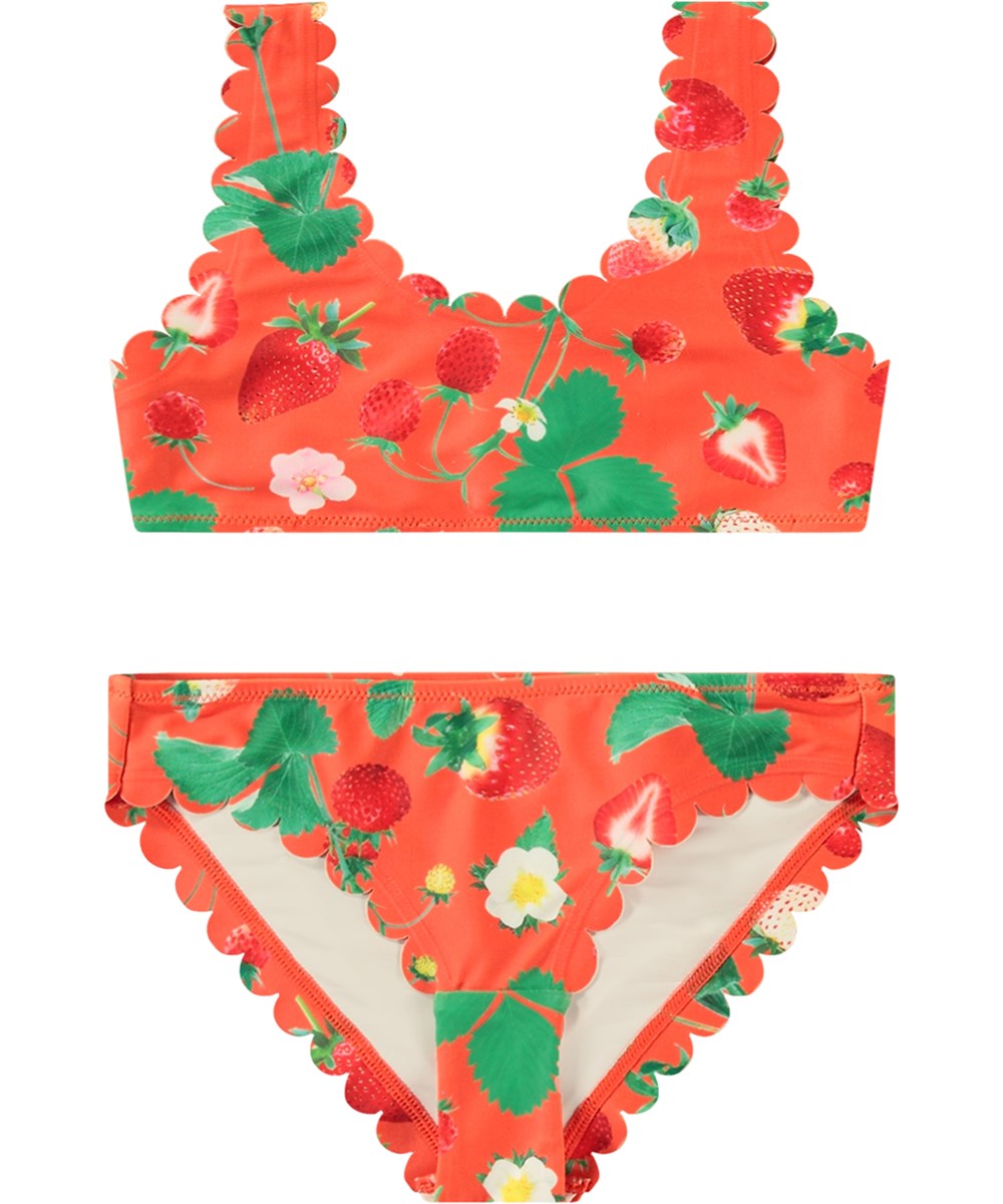 Nolina - Strawberry Red - Bikini für aktive Kinder aus recyceltem Polyester mit UV-Schutz 50+.