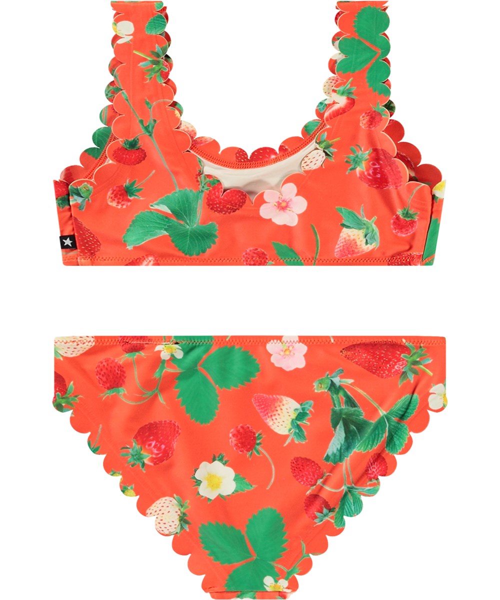 Nolina - Strawberry Red - Bikini für aktive Kinder aus recyceltem Polyester mit UV-Schutz 50+.