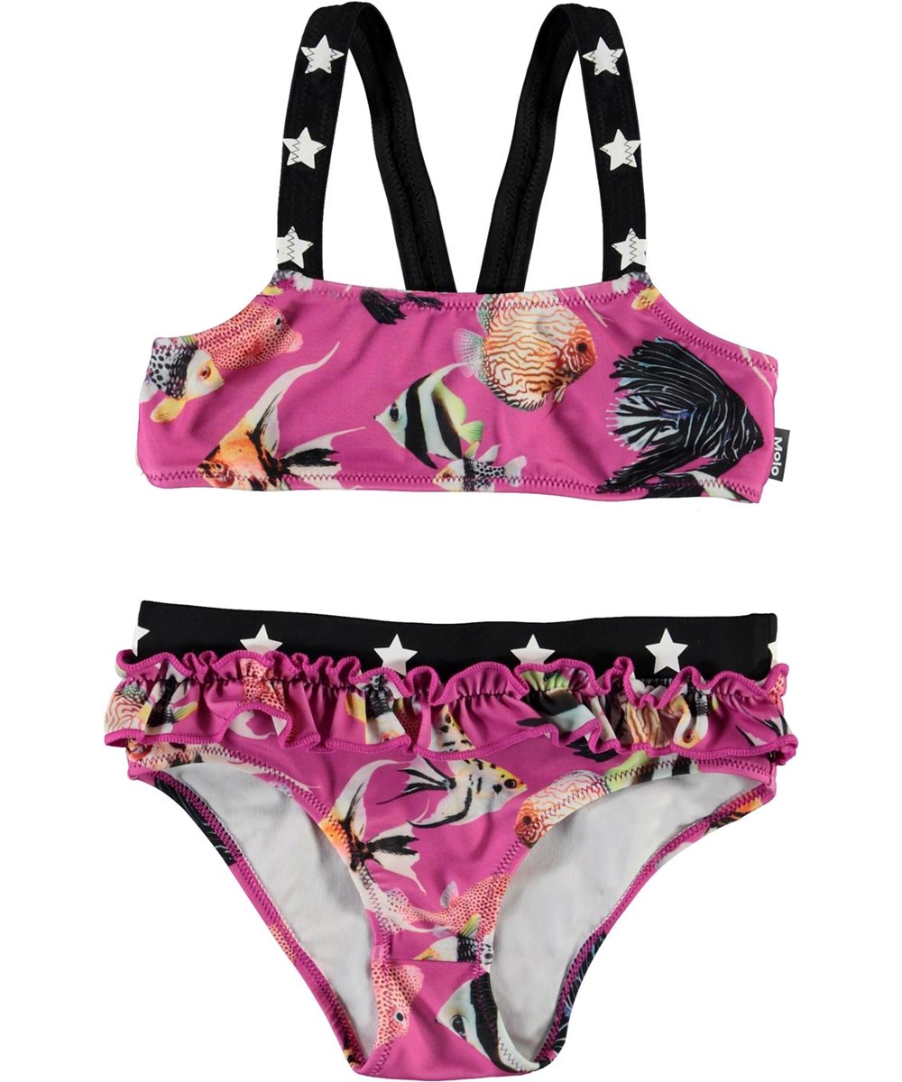 Naila - Beauty Of The Sea - UV fuchsia bikini med fiske print
