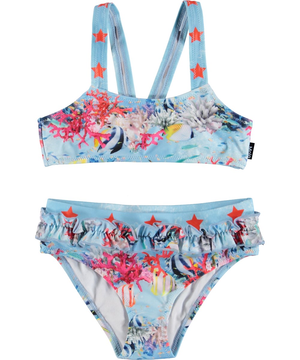 Naila - Energy Check - Lyseblå UV bikini med print af koraler