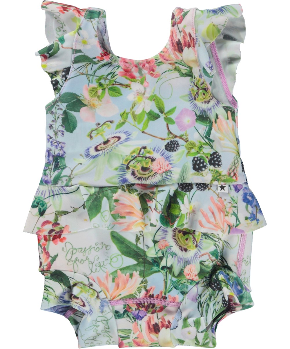 Nandini - Passion For Life - Baby badedagt i lyseblå med blomster print