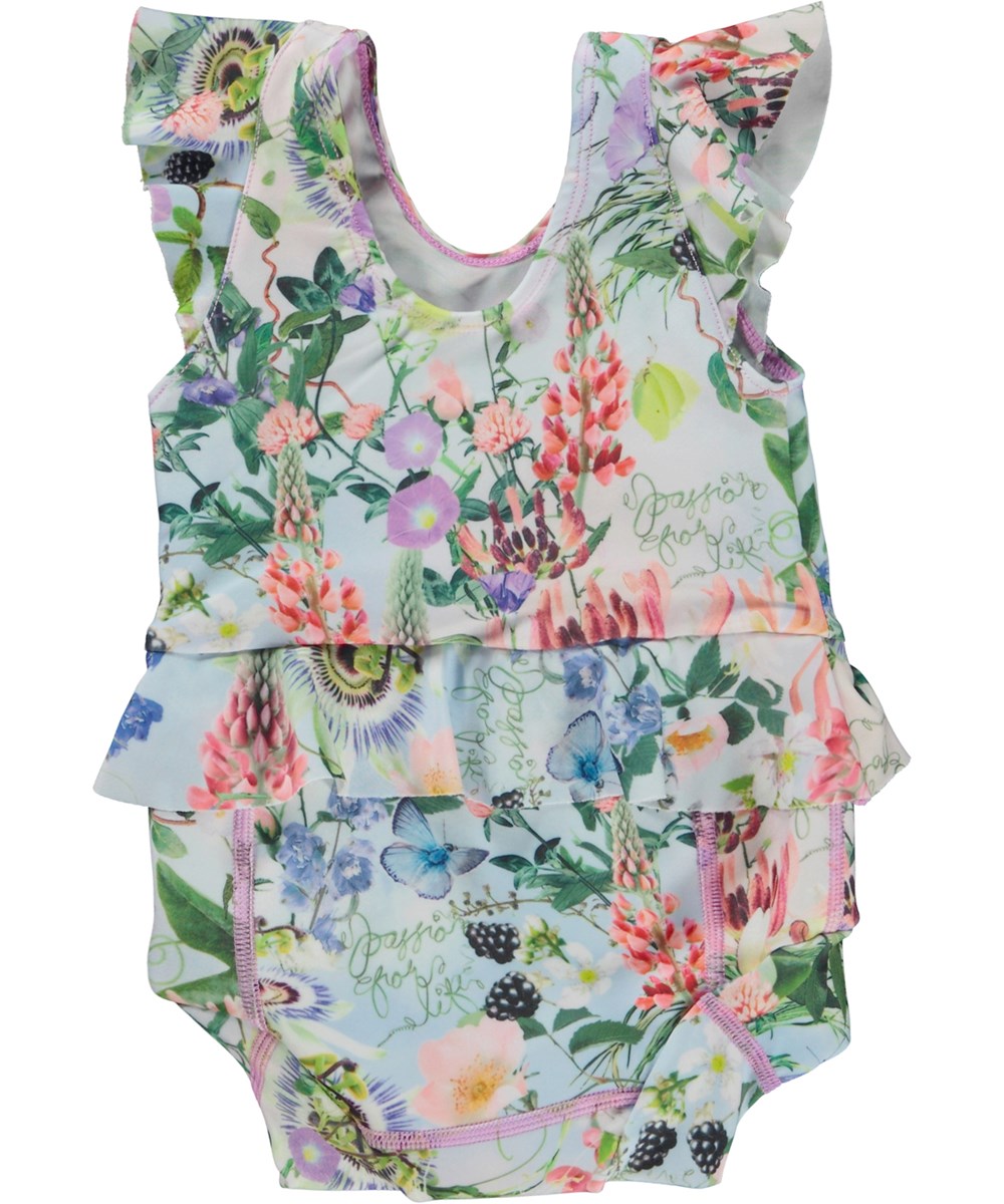 Nandini - Passion For Life - Baby badedagt i lyseblå med blomster print