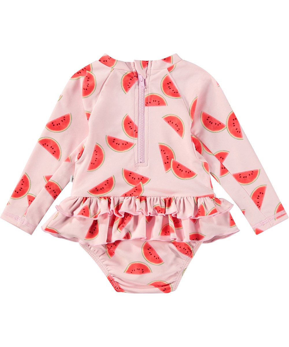 Narice - Melon Pink - Lyserød baby badedragt i genanvendt polyester med UV-beskyttelse 50+.