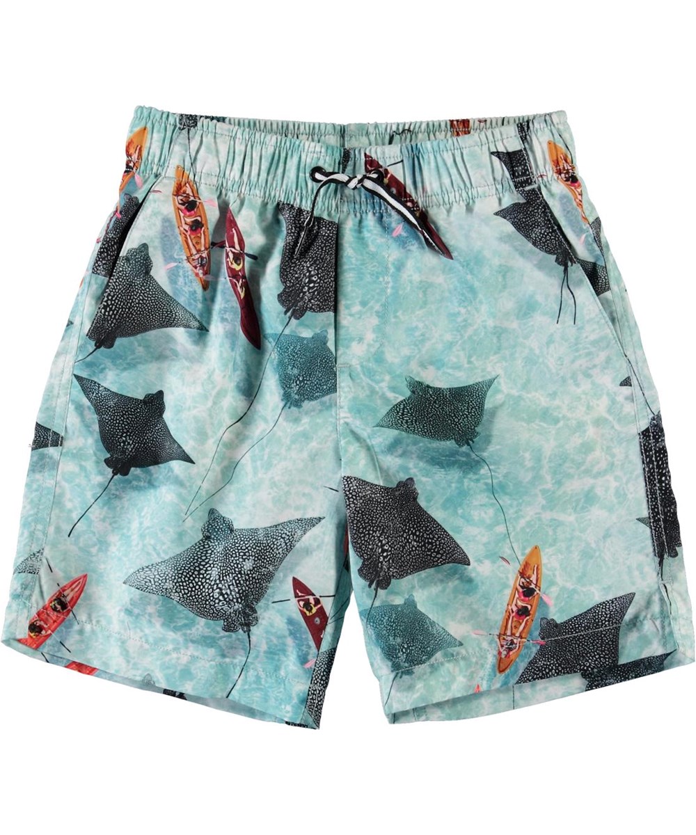 Nario - Hawaiian Ocean - UV lange badeshorts med rokker print