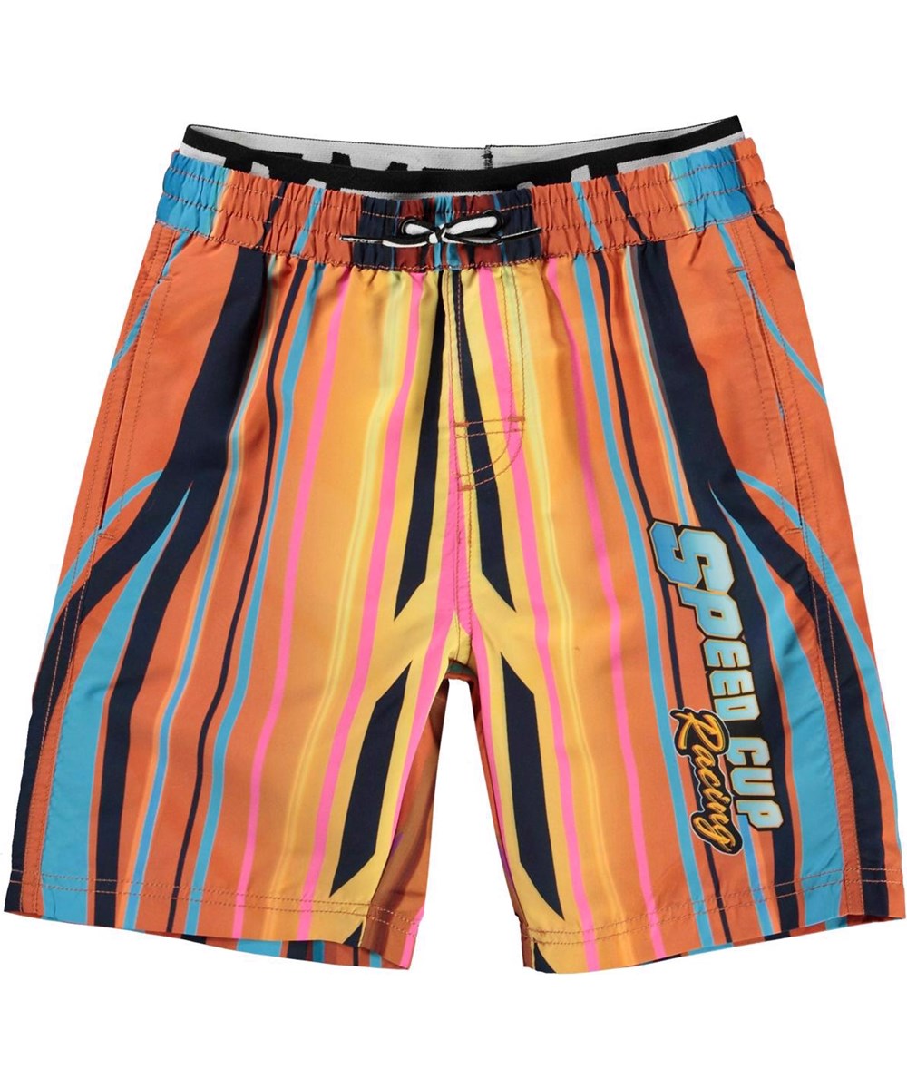 Neal - Power Boat Stripe - UV lange badeshorts speedbåd mønster