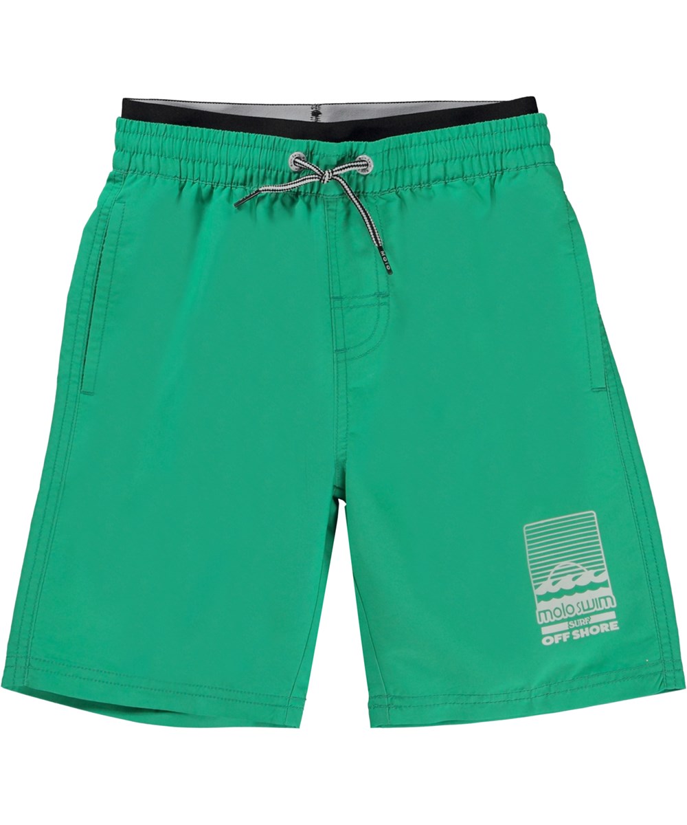 Neal - Surf Green - Grønne badeshort med længde og løs pasform
