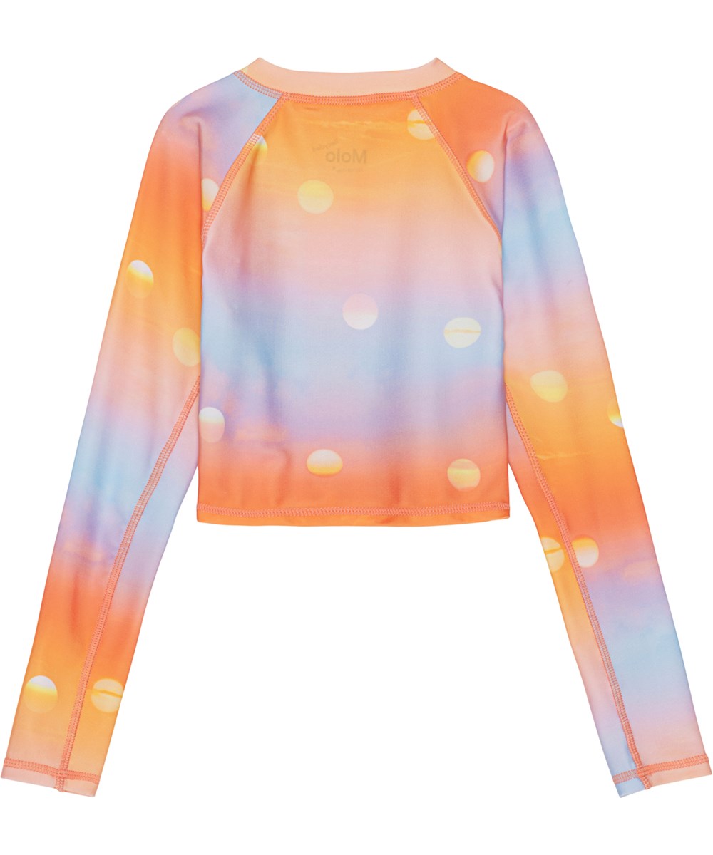 Nellie - Sun - UV sporty svømmebluse i orange og blå med små sole