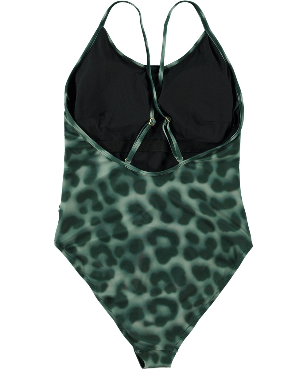 Nellys - Spray Jaguar - Molo voksen badedragt i grøn leopard print