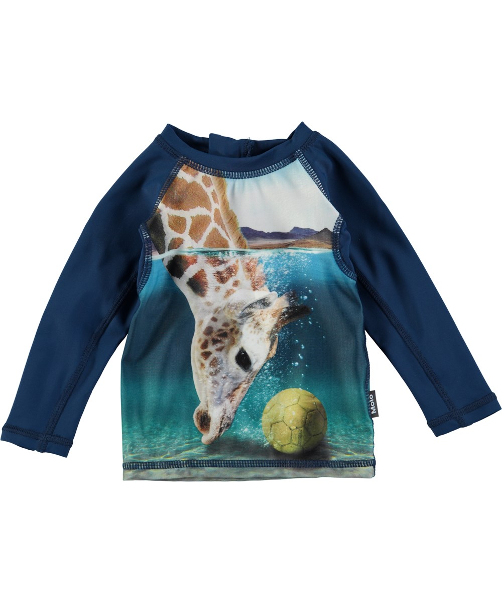 Nemo - Giraffe - Langærmet baby badetrøje med en digitalprintet giraf