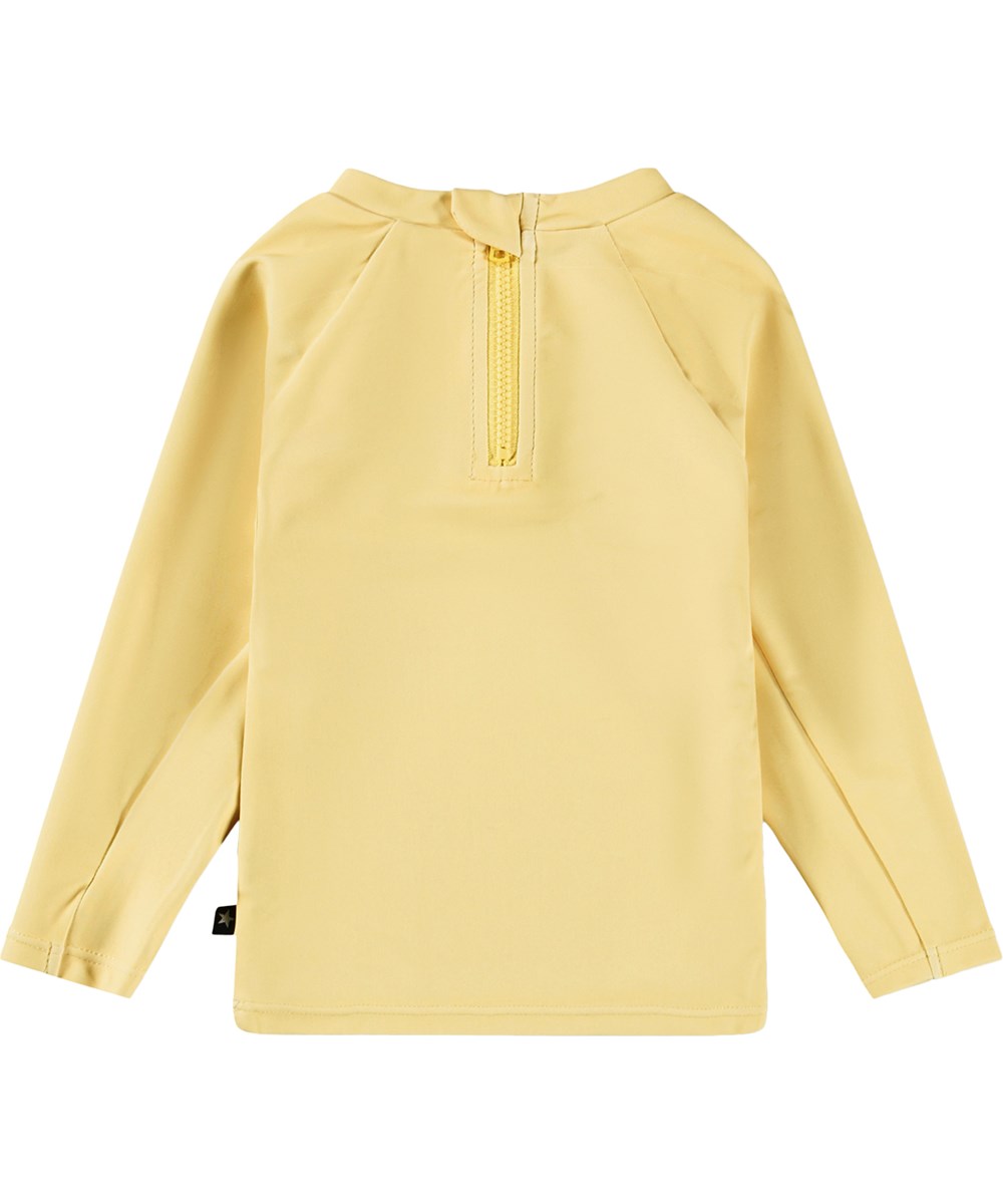 Nemo - Happy Fruits - Gul baby badebluse med frugtprint i genanvendt polyester med UV-beskyttelse 50+.