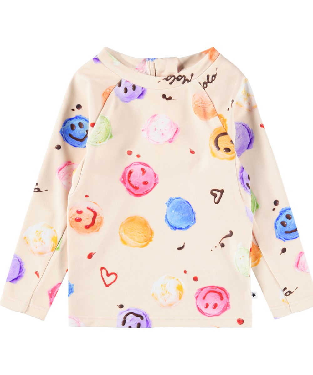 Nemo - Smile Scoops - Cremefarvet baby badebluse med isprint i genanvendt polyester med UV-beskyttelse 50+.