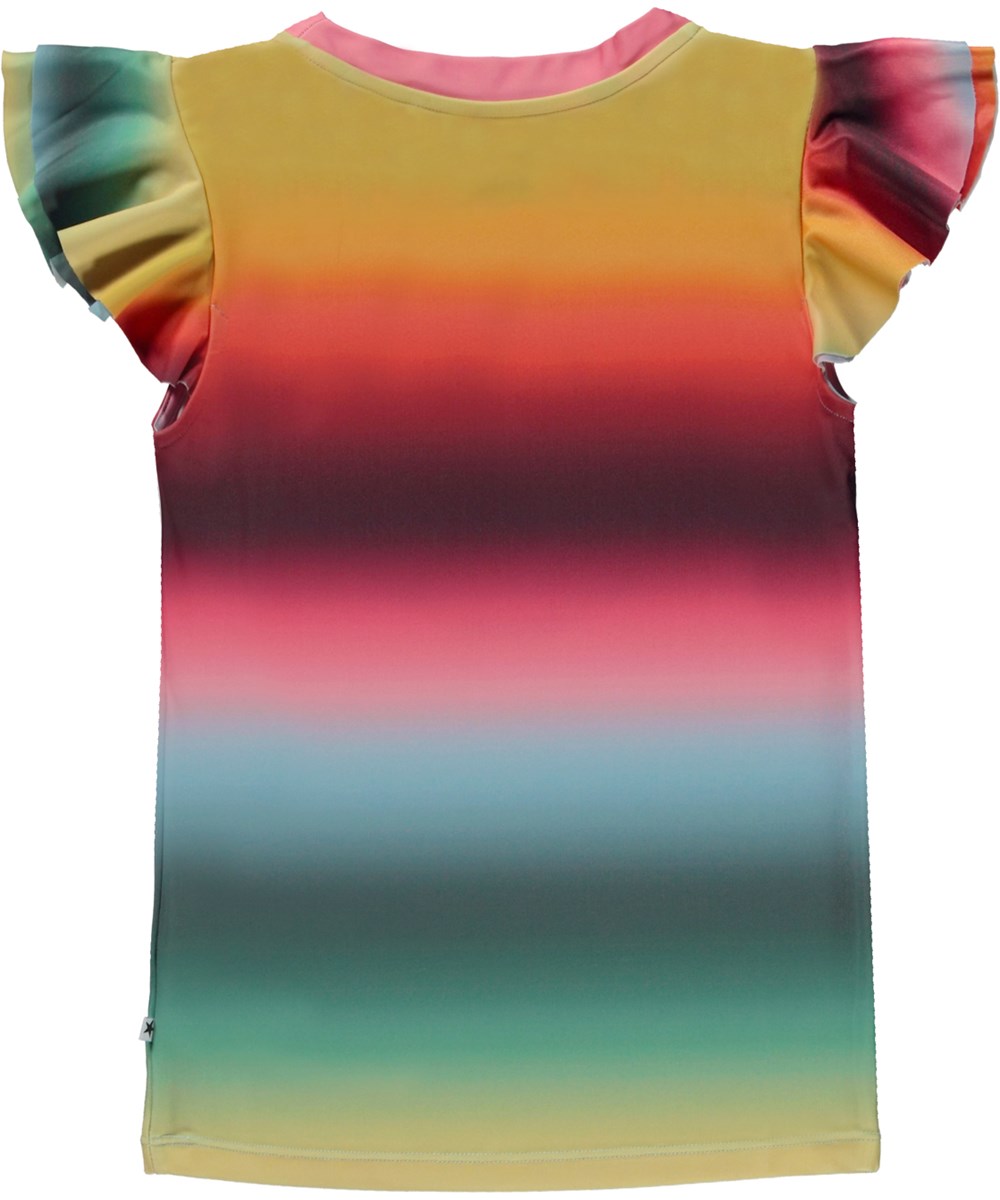 Neona - Happy Rainbow - UV svømmebluse i regnbue print med en smiley