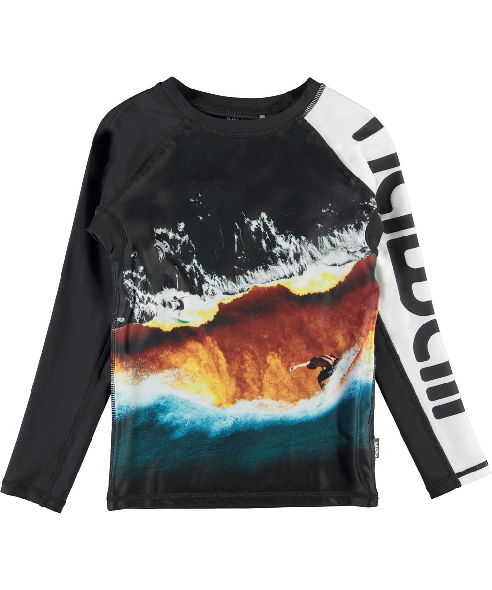 Neptune LS - Colour Block Waves - UV svømme t-shirt med hawaii
