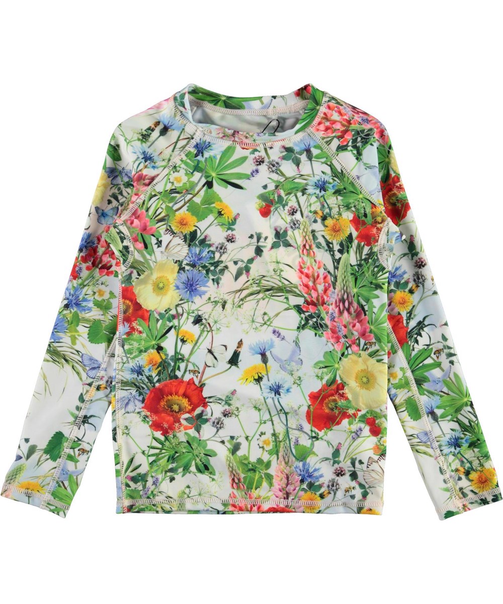 Neptune LS - Meadow - UV svømme t-shirt med fine engblomster