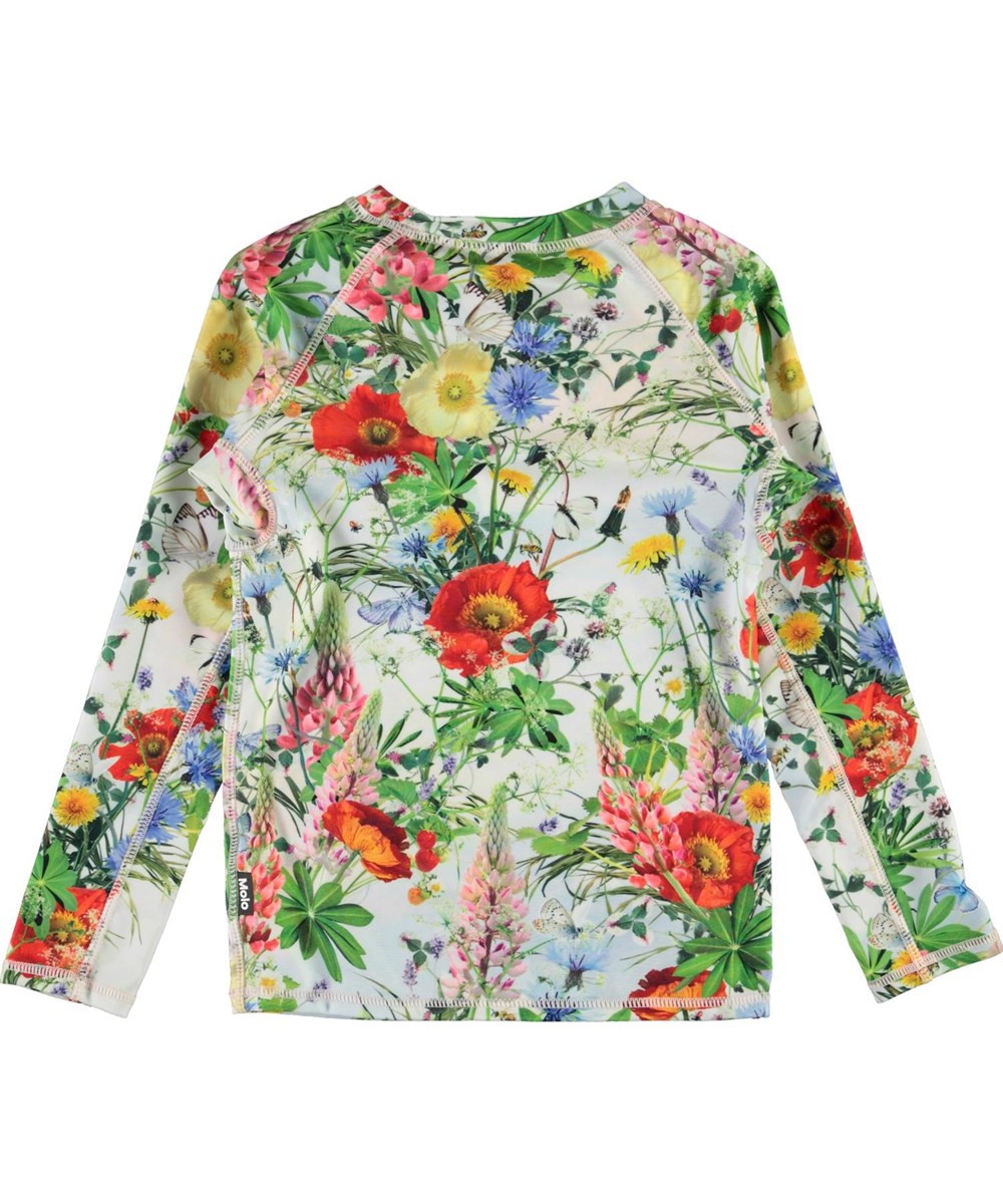 Neptune LS - Meadow - UV svømme t-shirt med fine engblomster
