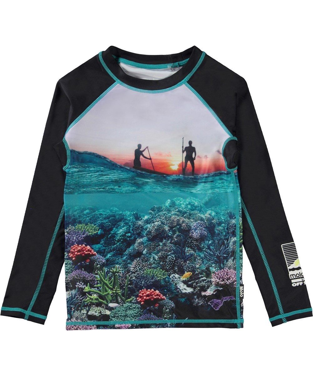 Neptune LS - Ocean Explore - UV svømme t-shirt med striber og hvide ærmer
